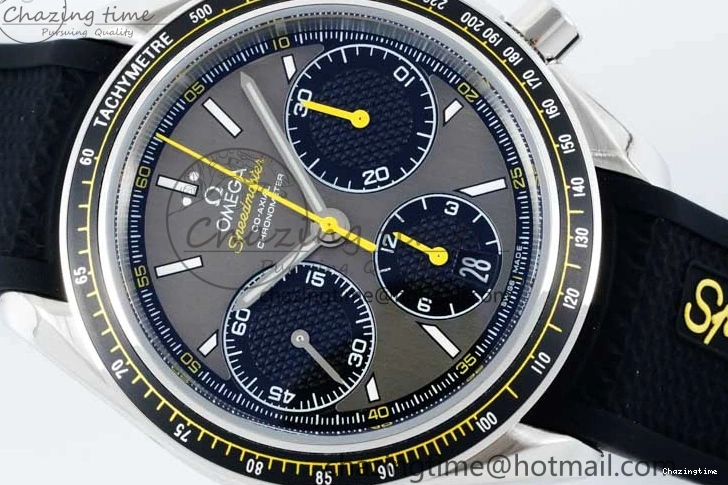 0314 ZipUp Speedmaster Racing Master SS HKF Best Edition Gray Black Dial on Black Rubber Strap A 7811